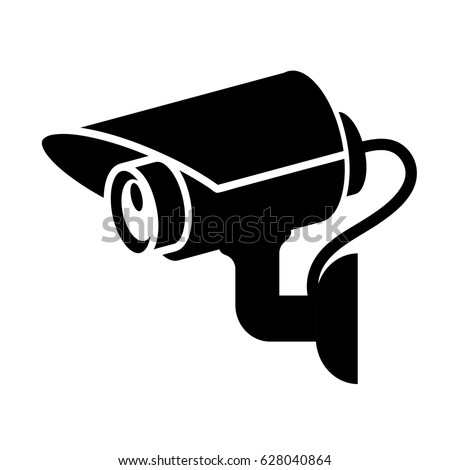 Black icon illustration for cctv camera isolated on white background