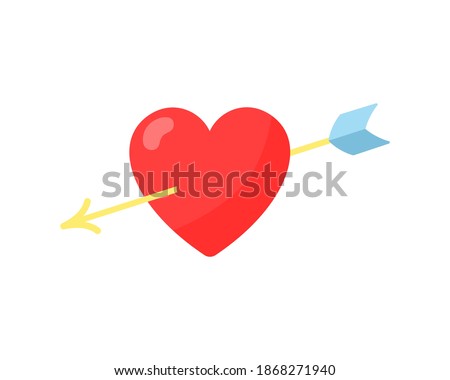 Heart pierced by an arrow flat icon, Valentine's Day and romantic, love sign. Vector illustration in flat style.
