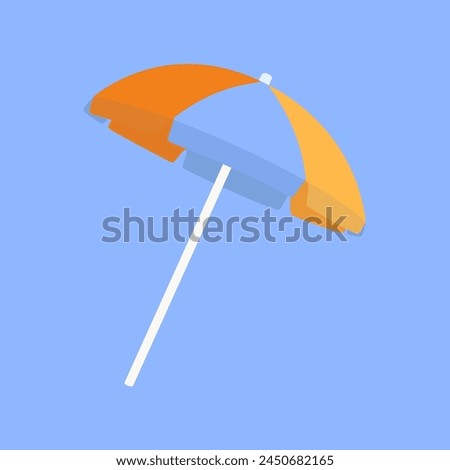 An isolated beach umbrella on a blue background.