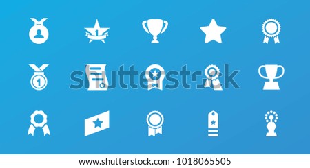 Editable 15 best icons: award, medal, star, ribbon, bill of house sell, trophy, 1st place star
