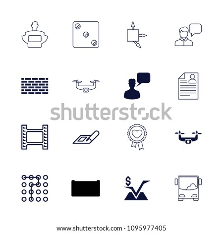 Square icon. collection of 16 square filled and outline icons such as chatting man, brick wall, plan, movie tape, labyrinth. editable square icons for web and mobile.