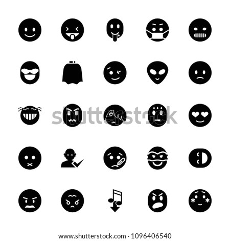 Character icon. collection of 25 character filled icons such as hairdresser peignoir, smiling emot, wink emot, shy emoji. editable character icons for web and mobile.