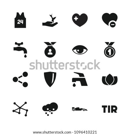 Emblem icon. collection of 16 emblem filled icons such as lotus, tap, connection, minus favorite, shield, sport t shirt number 24. editable emblem icons for web and mobile.