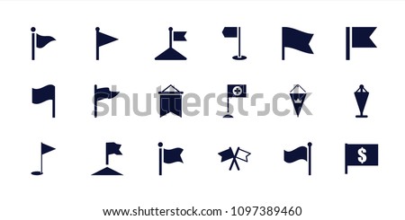 Pennant icon. collection of 18 pennant filled icons such as flag, flag with dollar. editable pennant icons for web and mobile.