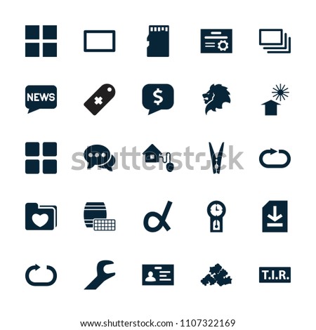Template icon. collection of 25 template filled icons such as lion, mud, badge, cube, tir, chat, reload replay, file, cloth pin. editable template icons for web and mobile.