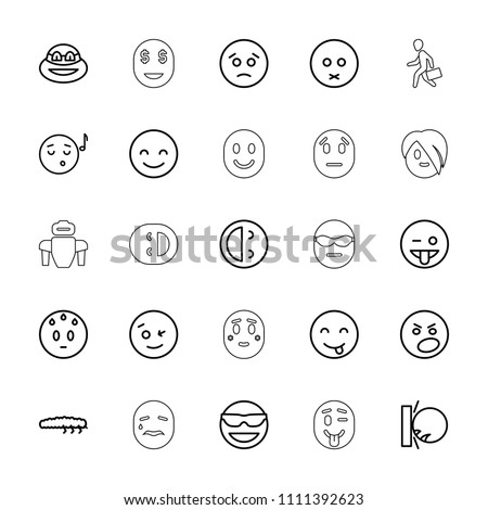 Character icon. collection of 25 character outline icons such as wink emot, smiling emot, emoji showing tongue. editable character icons for web and mobile.