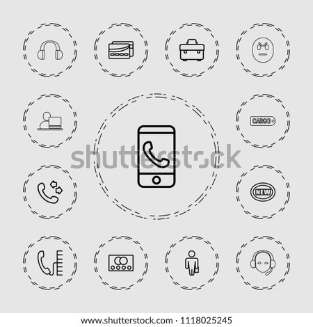 Customer icon. collection of 13 customer outline icons such as credit card, call, toolbox, new, man with case, phone call, card. editable customer icons for web and mobile.