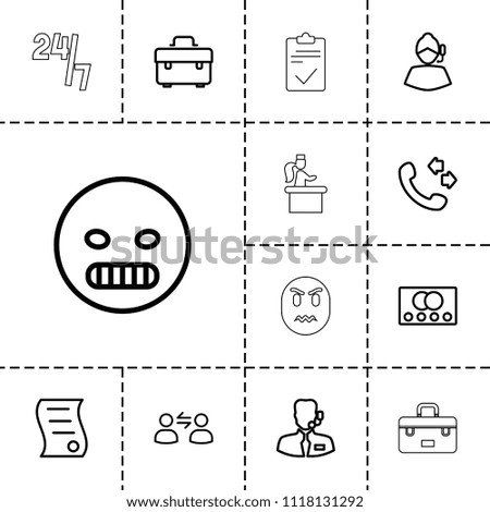 Customer icon. collection of 13 customer outline icons such as credit card, call, toolbox, angry emot, support, bill of house sell. editable customer icons for web and mobile.