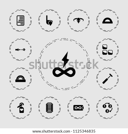 Texture icon. collection of 13 texture filled icons such as protractor, 1 2 3, electric circuit, endless battery, bull skull. editable texture icons for web and mobile.