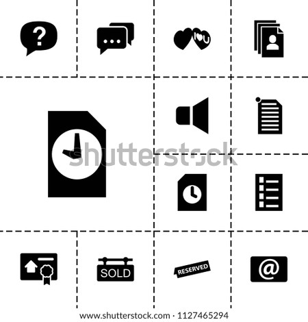 Message icon. collection of 13 message filled icons such as document, i love you, email, sold tag, bill of house sell, reserved. editable message icons for web and mobile.