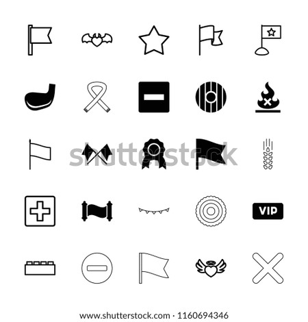 Banner icon. collection of 25 banner filled and outline icons such as minus, medal, golf stick, shield, manuscript, star, plus. editable banner icons for web and mobile.