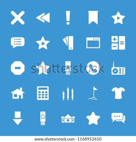 Website icon. collection of 25 website filled icons such as house building, tag, star, t-shirt, calculator, radio, browser window. editable website icons for web and mobile.