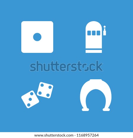 Lucky icon. collection of 4 lucky filled icons such as dice, horseshoe, dice. editable lucky icons for web and mobile.
