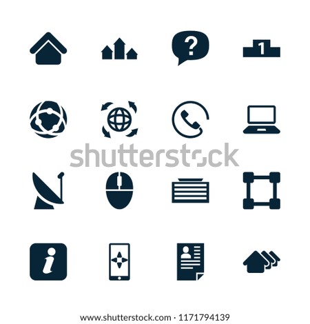 Internet icon. collection of 16 internet filled icons such as house building, business center building, house, globe. editable internet icons for web and mobile.