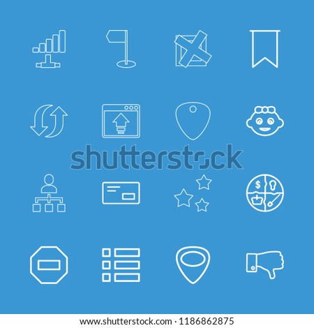 Website icon. collection of 16 website outline icons such as baby girl, menu, marketing, dislike, guitar mediator, minus, flag. editable website icons for web and mobile.