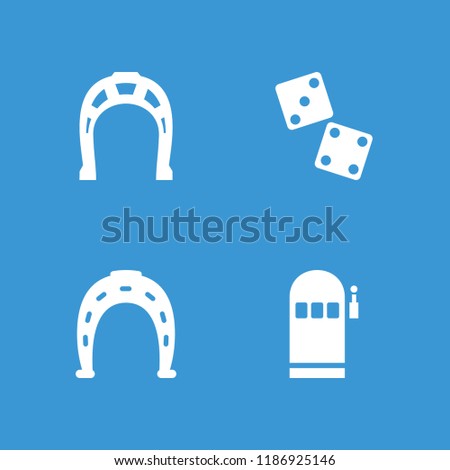 Lucky icon. collection of 4 lucky filled icons such as horseshoe, dice. editable lucky icons for web and mobile.