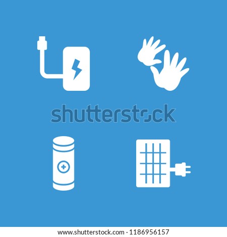 Generation icon. collection of 4 generation filled icons such as battery, baby hands. editable generation icons for web and mobile.