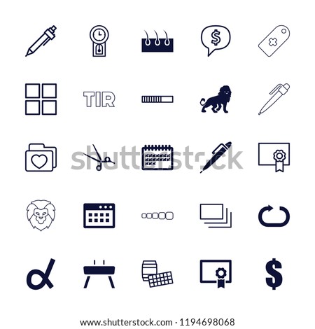 Vector  filled and outline icons such as lion, dollar, calendar, browser window. editable template icons for web and mobile.