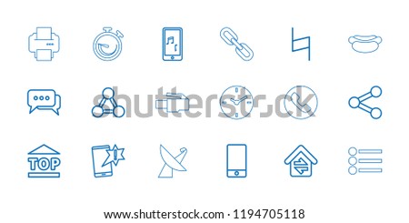 Vector outline icons such as important message, top of cargo box, phone, mobile phone music. editable internet icons for web and mobile.