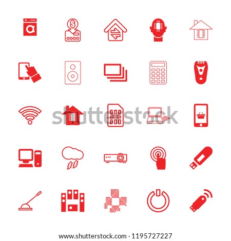 Electronic icon. collection of 25 electronic filled and outline icons such as electric razor, touchscreen, burst, pc. editable electronic icons for web and mobile.