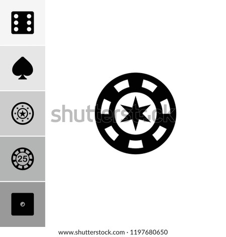 Gamble icon. collection of 6 gamble filled icons such as 25 casino chip, dice, casino chip, spades. editable gamble icons for web and mobile.
