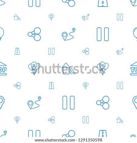 navigation icons pattern seamless white background. Included editable outline distance, arrow up, road, share, balloon, pause, top of cargo box icons. navigation icons for web and mobile.