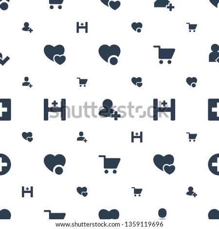 add icons pattern seamless white background. Included editable filled add favorite, add friend, hospital, shopping cart, plus, user icons. icons for web and mobile.