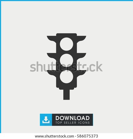 traffic light icon. Simple filled traffic light icon. On white background.