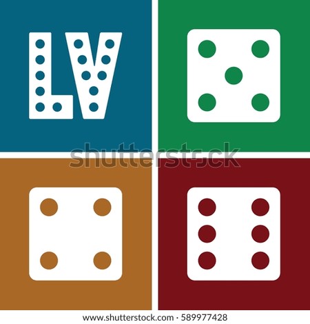 vegas icons set. Set of 4 vegas filled icons such as Dice
