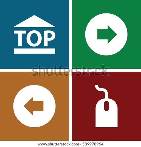 cursor icons set. Set of 4 cursor filled icons such as arrow left, arrow right, mouse