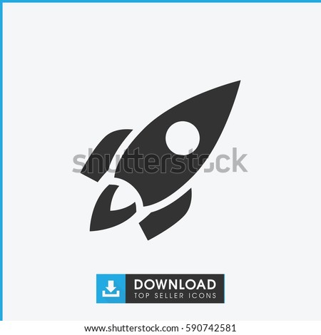 rocket icon. Simple filled rocket vector icon. On white background.