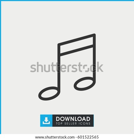 music note icon. simple outline music note vector icon. on white background.