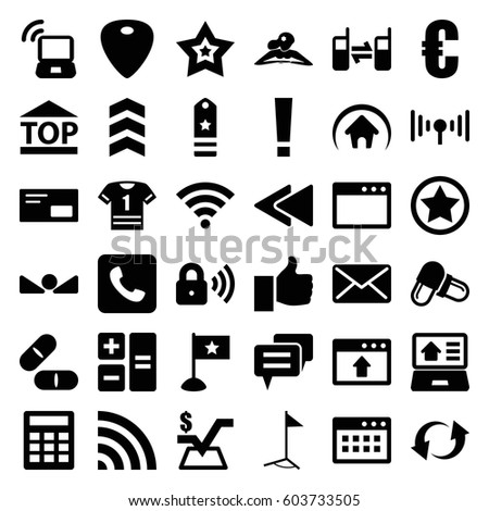 Website icons set. set of 36 website filled icons such as woman in spa, mathematical square, pill, top of cargo box, wi-fi, update, connected phone, play back, guitar mediator
