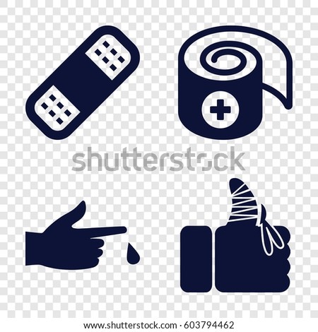 Set of 4 accident filled icons such as bandage