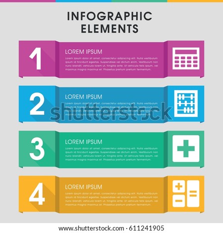 Modern math infographic template. infographic design with math icons includes calclator, abacus, plus. can be used for presentation, diagram, annual report, web design. 