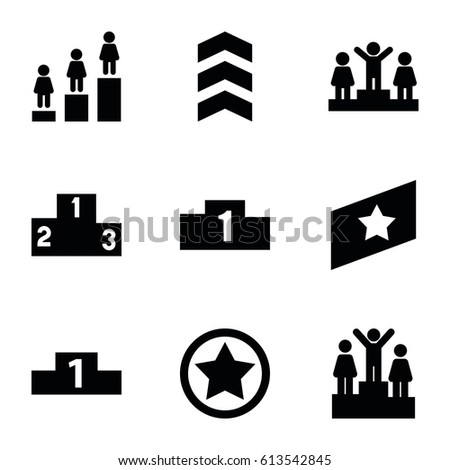 Ranking icons set. set of 9 ranking filled icons such as ranking