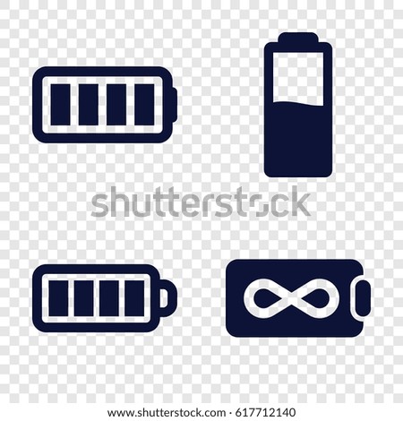 Battery icons set. set of 4 battery filled icons such as 