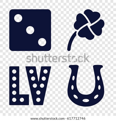 Lucky icons set. set of 4 lucky filled icons such as Dice, Vegas, clover