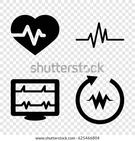 Cardiogram icons set. set of 4 cardiogram filled icons such as 