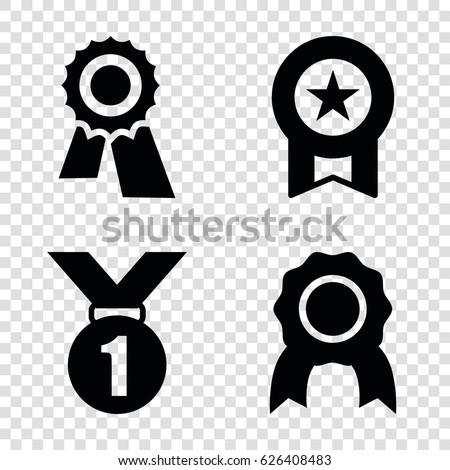 Rosette icons set. set of 4 rosette filled icons such as award