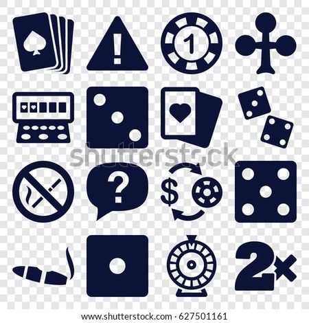 Risk icons set. set of 16 risk filled icons such as pllaying card, Clubs, Casino chip and money, 1 casino chip, Dice, Casino bet, Roulette, Spades, cigarette, Slot machine