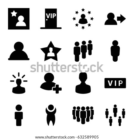 Member icons set. set of 16 member filled icons such as vip, add friend, favourite user, favorite photo, vip door, user bulb, group