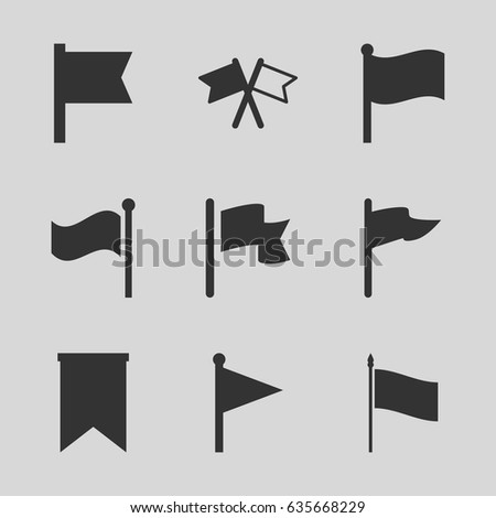 Pennant icons set. set of 9 pennant filled icons such as
