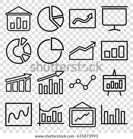 Diagram icons set. set of 16 diagram outline icons such as pie chart, graph, board, chart