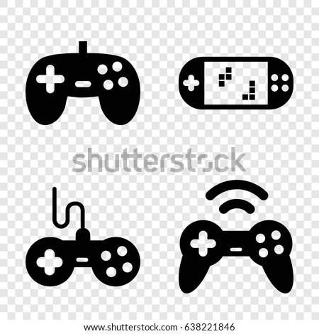Gaming icons set. set of 4 gaming filled icons such as joystick
