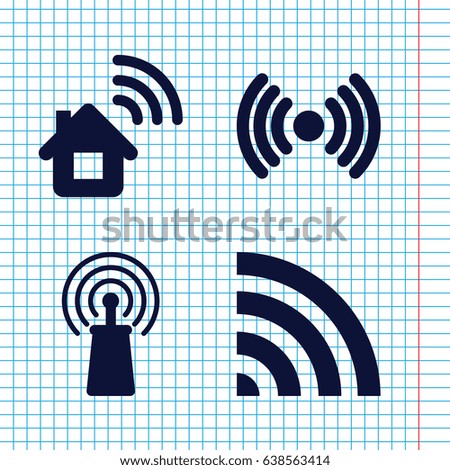 Set of 4 wifi filled icons such as signal, wi-fi