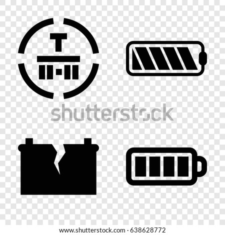 Fuel icons set. set of 4 fuel filled icons such as cargo terminal, baterry, battery