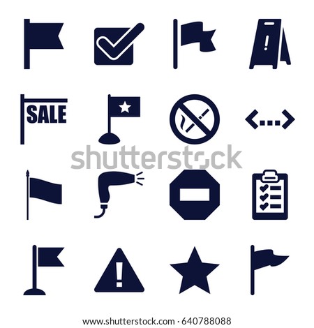Mark icons set. set of 16 mark filled icons such as hair dryer, wet floor, flag, clipboard, no smoking, star, tick, sale, warning, minus