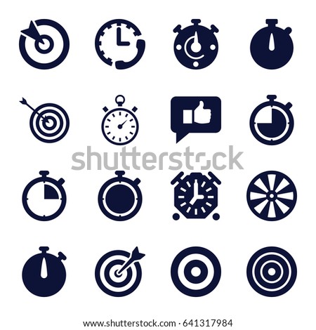 Accurate icons set. set of 16 accurate filled icons such as target, stopwatch, thumb up