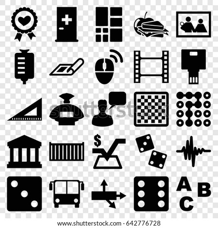 Square icons set. set of 25 square filled icons such as airport bus, aid post, plan, perfume, dice, chatting man, mathematical square, ruler, sandwich and apple, drop counter
